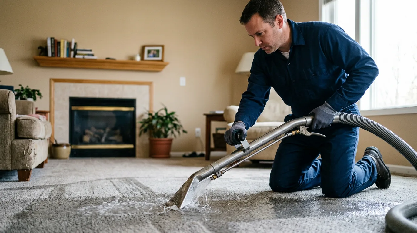 Water damage restoration technician working near Antioch, CA